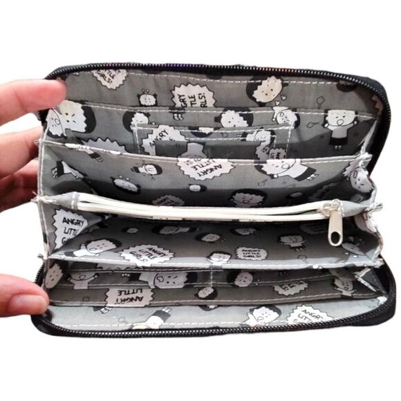 Angry Little Asian Girl Zip Around Wallet Lela Lee Plaid Billfold - Picture 2 of 4